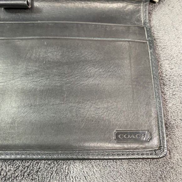 Coach Legacy Vintage Trifold Wallet With Checkbook Black w/ Silver Zip Around - Picture 4 of 12